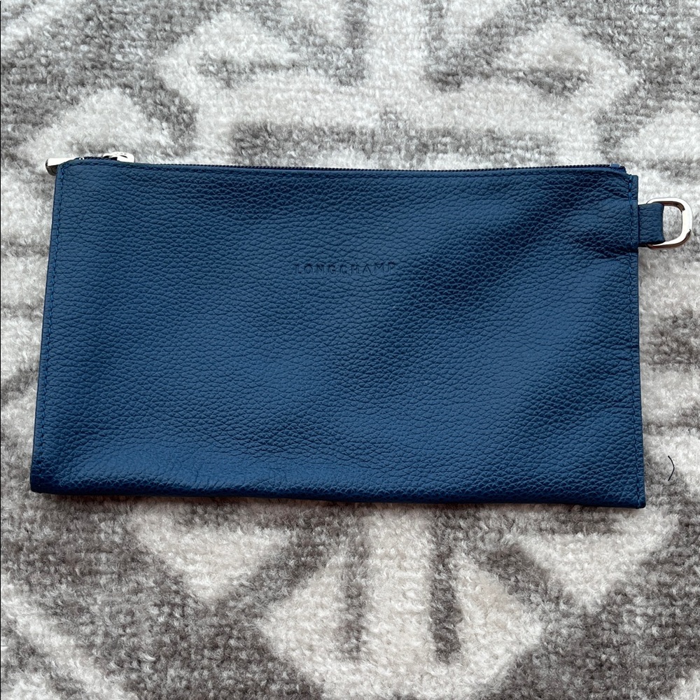 Longchamp Men's Blue Leather Toiletry Bag